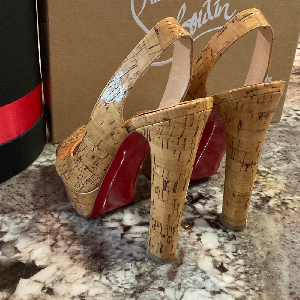 Christian Louboutin Cork Peep-Toe Heels - Picture 8 of 8